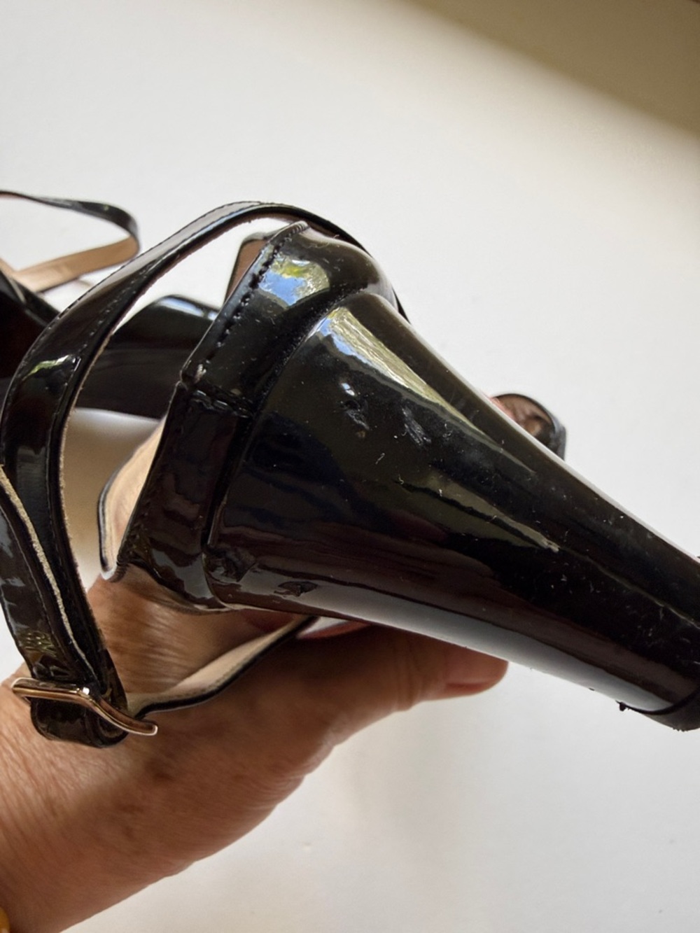 Prada Black Patent Leather Open-Toe Ankle-Strap Heels - Picture 4 of 8